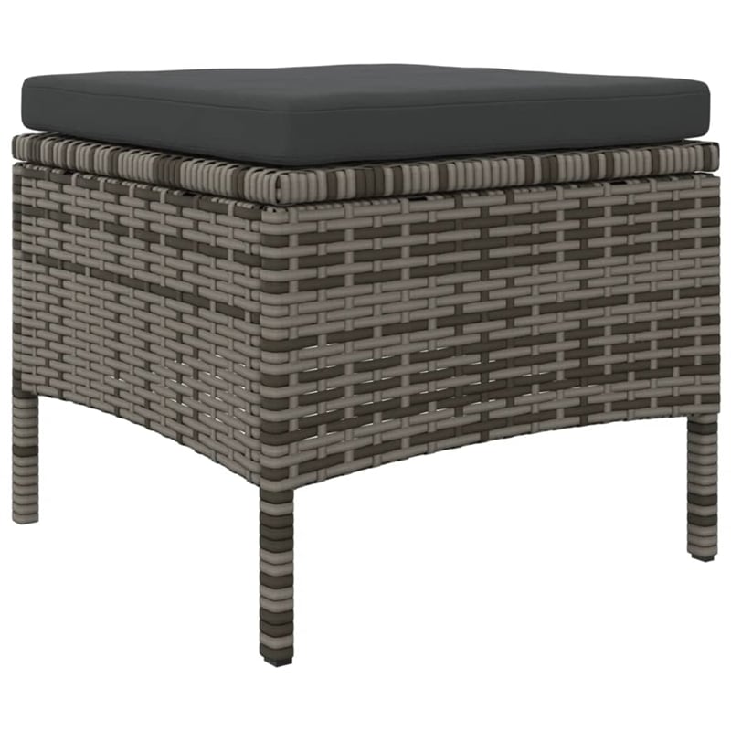 vidaXL PE Rattan 2 Seater Removable Covers Patio Sofa Set in Grey