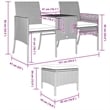 vidaXL PE Rattan 2 Seater Removable Covers Patio Sofa Set in Grey