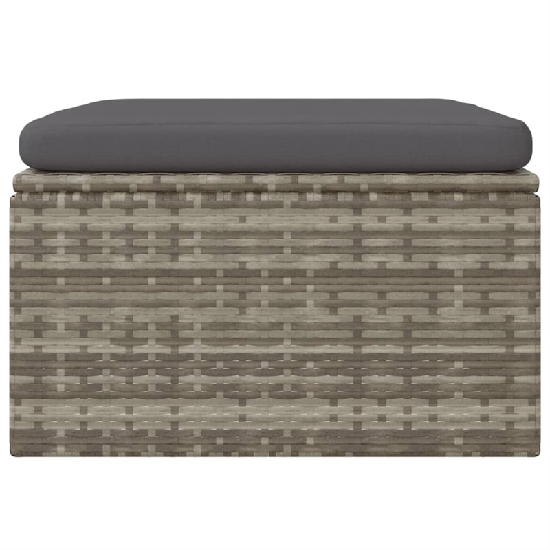 vidaXL PE Rattan & Powder-Coated Steel Footrest in Grey