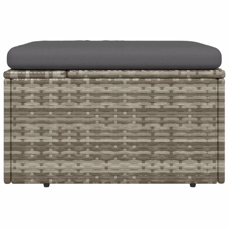 vidaXL PE Rattan & Powder-Coated Steel Footrest in Grey
