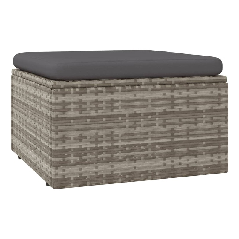 vidaXL PE Rattan & Powder-Coated Steel Footrest in Grey