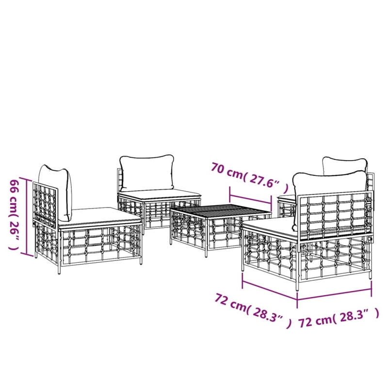 vidaXL Garden Lounge Set Set of 5 in Anthracite