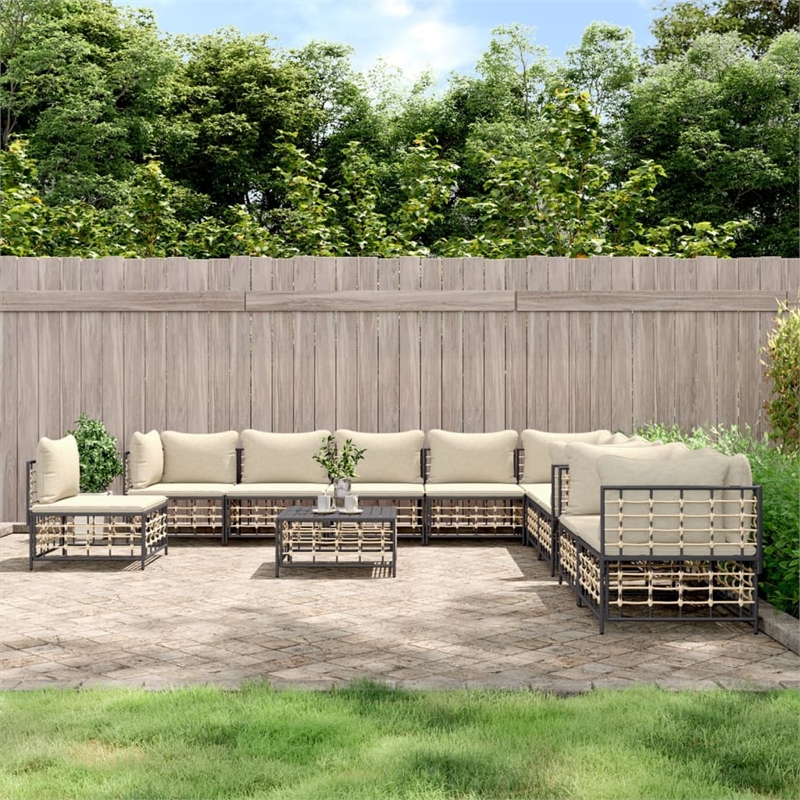 vidaXL Garden Lounge Set Set of 11 in Anthracite
