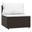 vidaXL Patio Middle Sofa in Brown With Cream Cushions