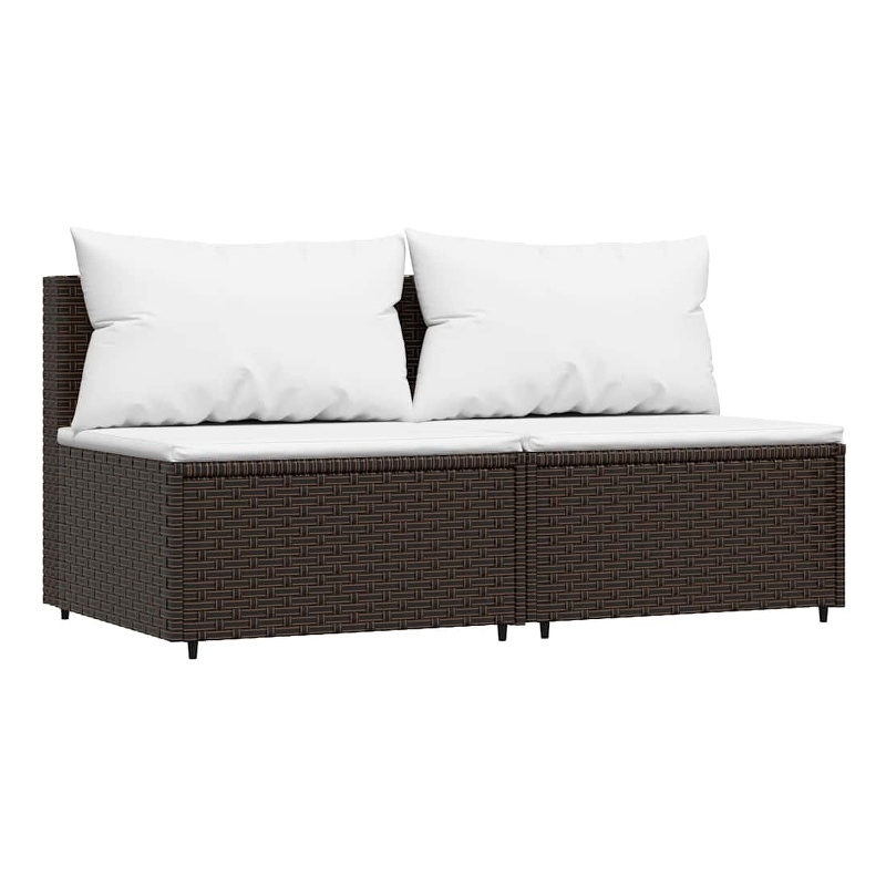 vidaXL PE Rattan Medium Modular Patio Middle Sofa in Brown