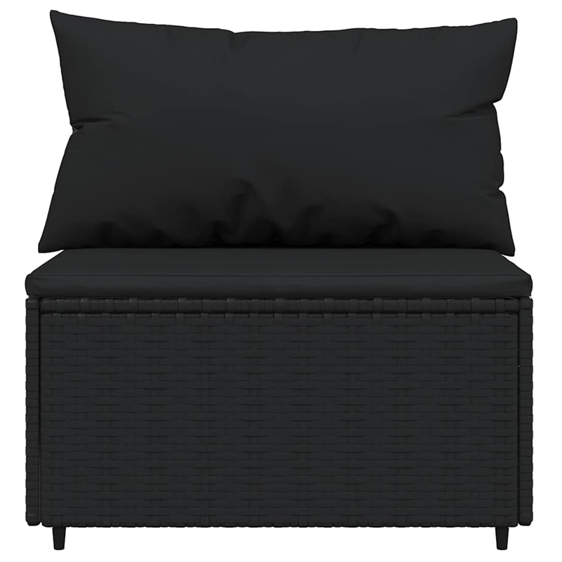 vidaXL PE Rattan Large Adjustable Feet Patio Lounge Set in Black
