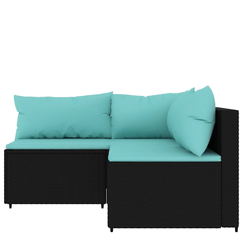 vidaXL Patio Lounge Set in Black & Water Blue
