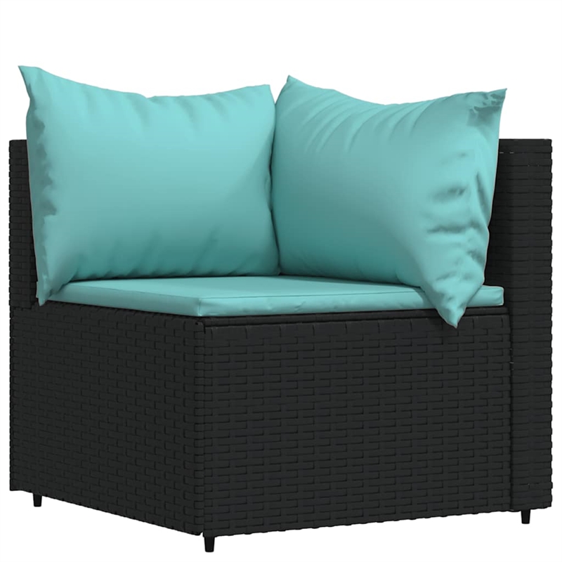 vidaXL Patio Lounge Set in Black & Water Blue