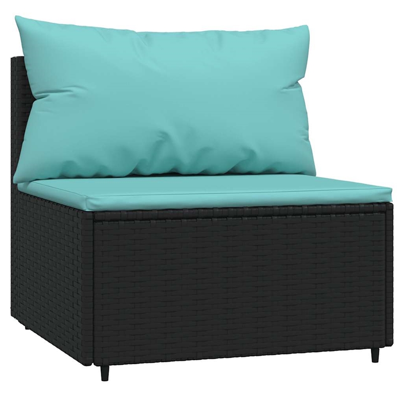 vidaXL Patio Lounge Set in Black & Water Blue