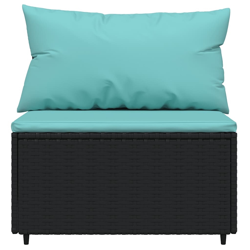 vidaXL PE Rattan & Powder-Coated Steel Patio Lounge Set in Black And Water Blue