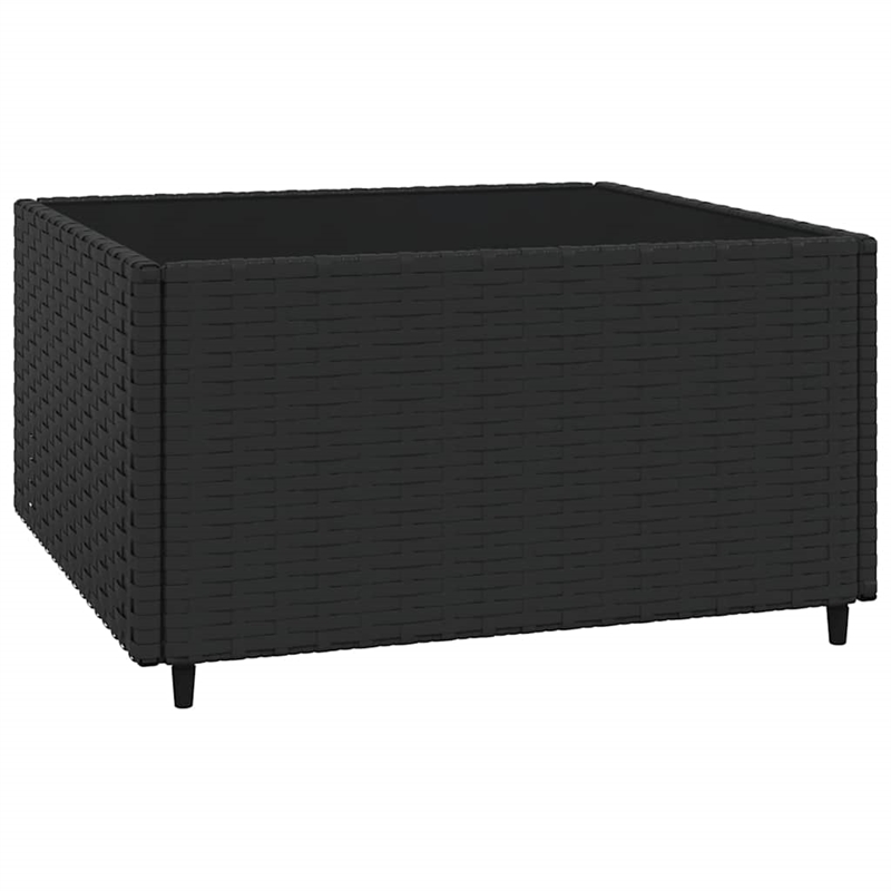 vidaXL PE Rattan Powder-Coated Steel & Tempered Glass Patio Lounge Set in Black