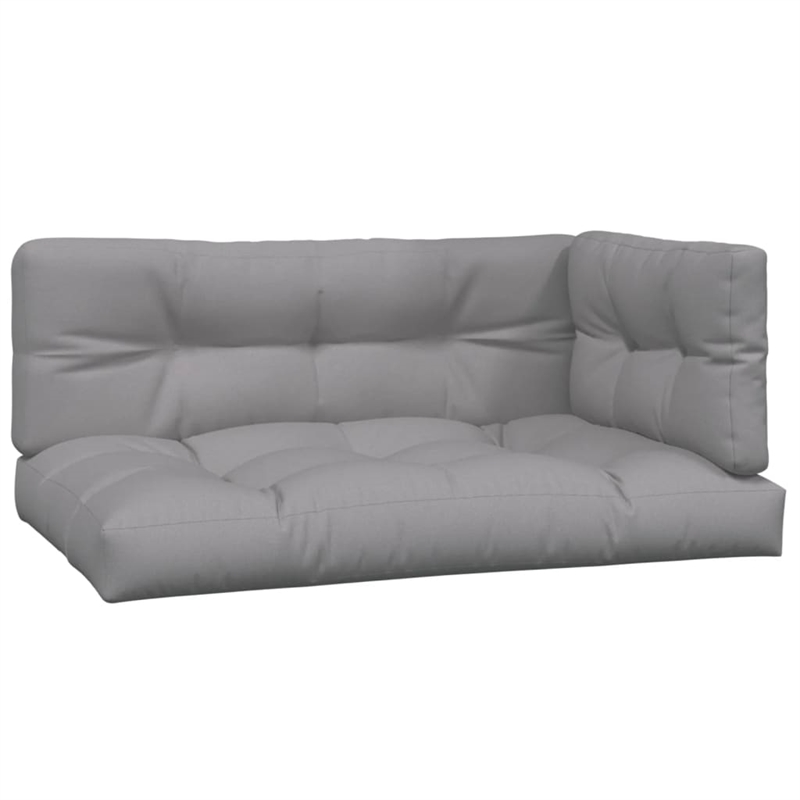 vidaXL Solid Acacia Wood & Polyester Pallet Sofa Set in Grey & Natural Wood