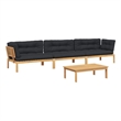 vidaXL Pallet Sofa Set Acacia Wood & Black Cushions