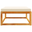 vidaXL Solid Acacia Wood Medium Garden Footstool in Cream With Removable Covers
