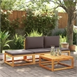 vidaXL Garden Footstool With Cushions in Grey and Natural Wood