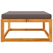 vidaXL Garden Footstool With Cushions in Grey and Natural Wood