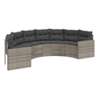 vidaXL Half-Round Patio Sofa in Grey With Dark Grey Cushions