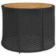 vidaXL Half-Round Black Poly Rattan Patio Sofa w/ Table & Cushions - Cream White