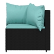 vidaXL Patio Corner Sofa in Black With Water Blue Cushions