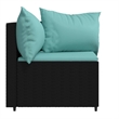 vidaXL Patio Corner Sofa in Black With Water Blue Cushions