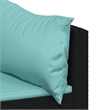 vidaXL Patio Corner Sofa in Black With Water Blue Cushions