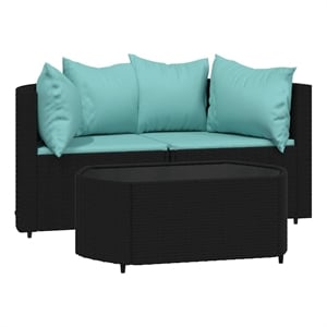 vidaxl patio lounge set in black & water blue