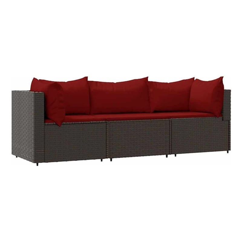 vidaXL PE Rattan & Powder-Coated Steel & Polyester Patio Lounge Set in Brown