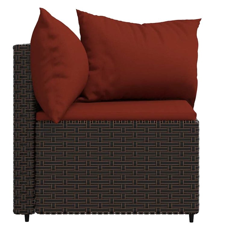 vidaXL Patio Corner Sofa in Brown And Cinnamon Red