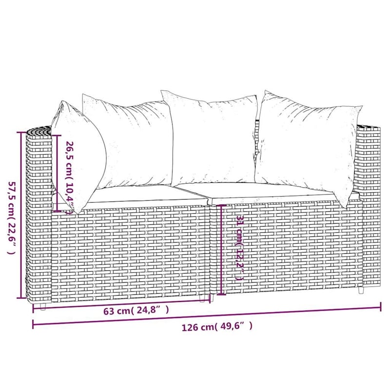 vidaXL Patio Corner Sofa in Brown And Cinnamon Red
