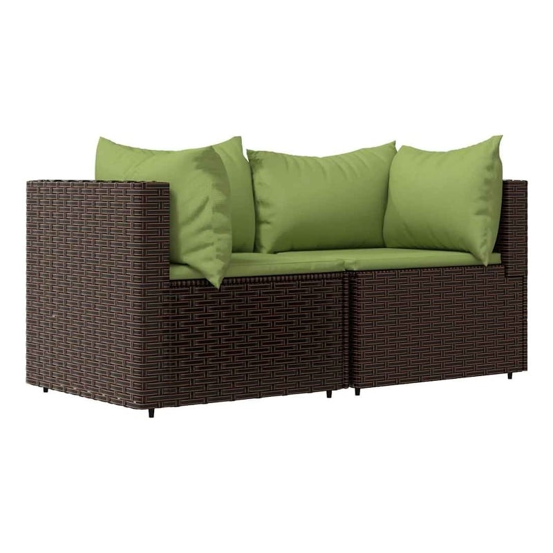 vidaXL PE Rattan Medium Adjustable Feet Patio Corner Sofa in Brown