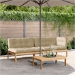 vidaXL Solid Acacia Wood & Polyester Pallet Sofa Set in Beige & Natural Wood