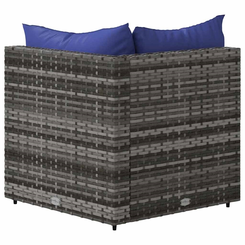 vidaXL PE Rattan & Powder-Coated Steel & Polyester Patio Corner Sofa in Gray