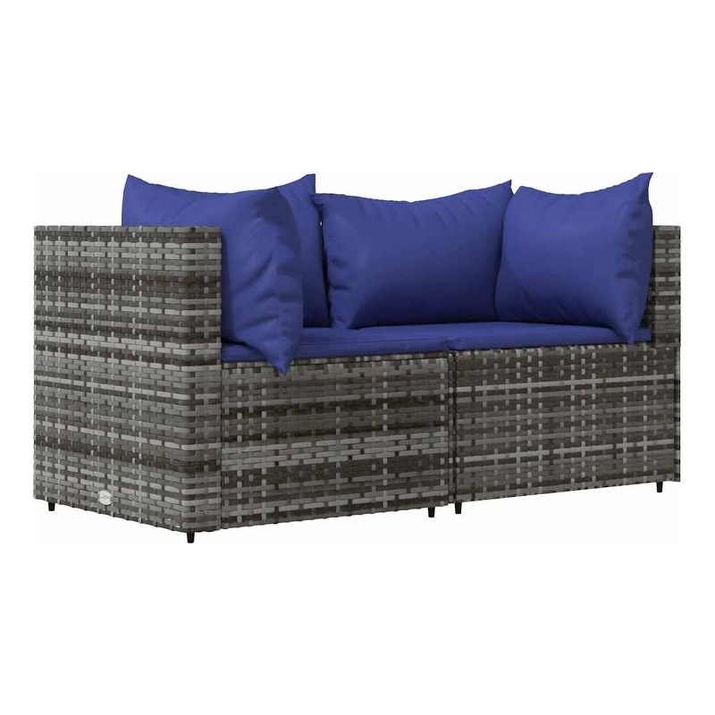 vidaXL Poly Rattan & Powder-Coated Steel & Polyester Patio Corner Sofa in Gray