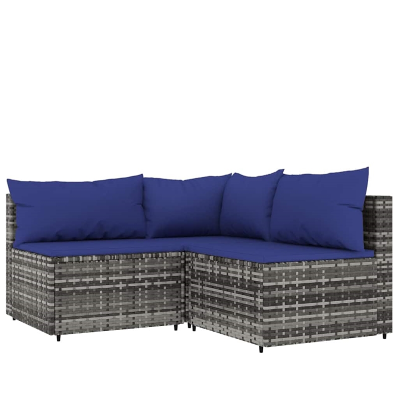 vidaXL PE Rattan Medium Adjustable Feet Patio Lounge Set in Gray