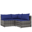 vidaXL PE Rattan Medium Adjustable Feet Patio Lounge Set in Gray