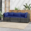 vidaXL Patio Lounge Set in Gray With Dark Blue Cushions
