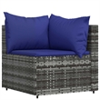 vidaXL Patio Lounge Set in Gray With Dark Blue Cushions
