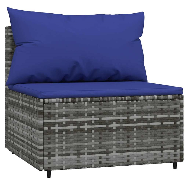 vidaXL Patio Lounge Set in Gray With Dark Blue Cushions