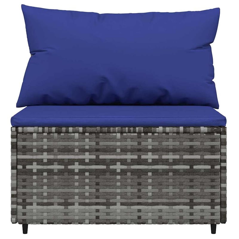 vidaXL Patio Lounge Set in Gray With Dark Blue Cushions