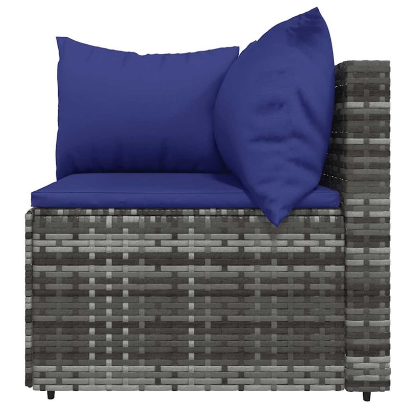 vidaXL Patio Lounge Set in Gray With Dark Blue Cushions