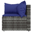 vidaXL Patio Lounge Set in Gray With Dark Blue Cushions