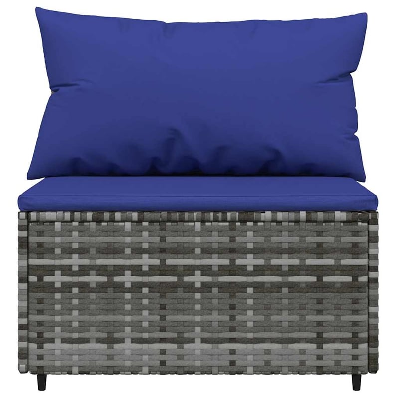 vidaXL Patio Lounge Set in Gray PE Rattan Standard Adjustable Feet