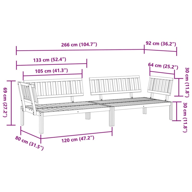 vidaXL Solid Acacia Wood Pallet Corner Sofa in Natural
