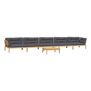 vidaXL Solid Acacia Wood & Polyester Large Pallet Sofa Set in Anthracite