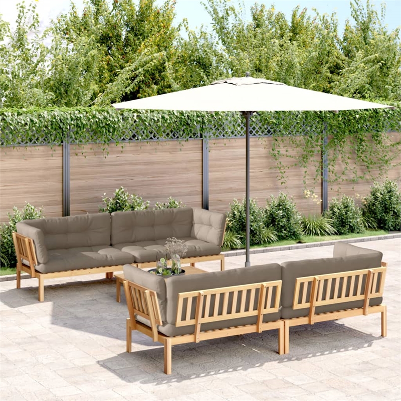 vidaXL Solid Acacia Wood Pallet Sofa Set in Taupe with Polyester Cushions