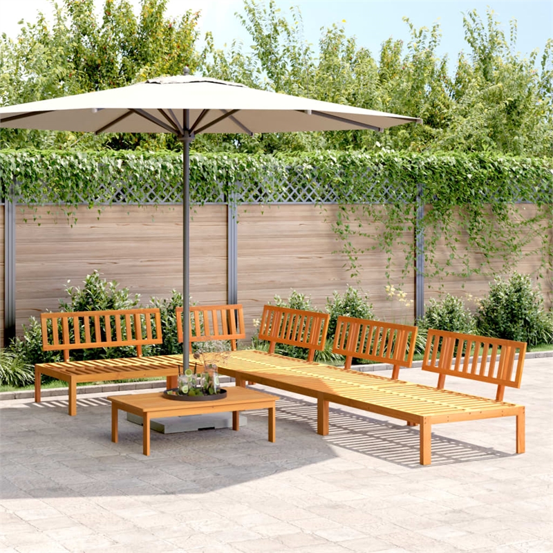 vidaXL 5 Piece Solid Acacia Wood Pallet Sofa Set in Natural Wood