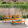 vidaXL Solid Acacia Wood Medium Garden Pallet Middle Sofa in Natural Wood