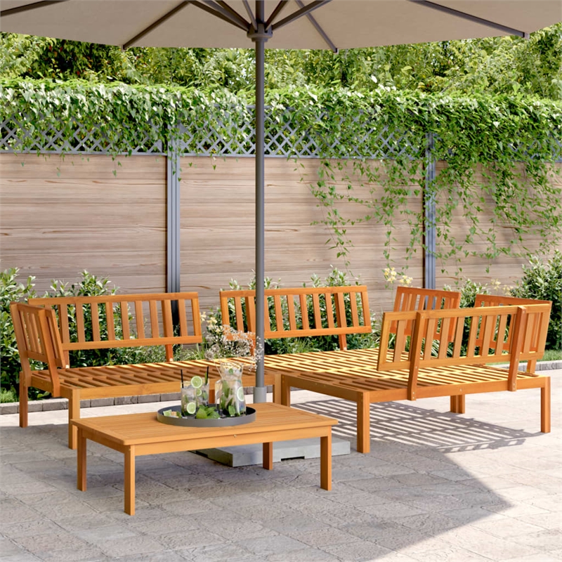 vidaXL Solid Acacia Wood Pallet Sofa Set in Oiled Wood With An Oil Finish