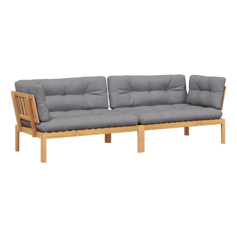 vidaXL Pallet Corner Sofa in Grey Cushion And Natural Wood