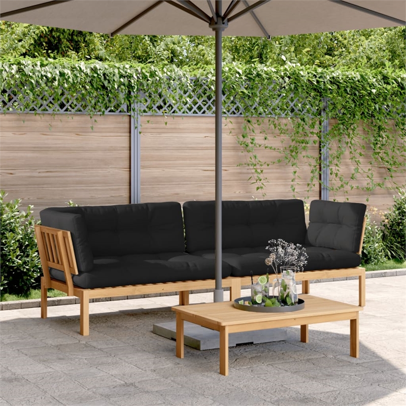 vidaXL Acacia Wood Medium Modular Pallet Corner Sofa in Natural Wood